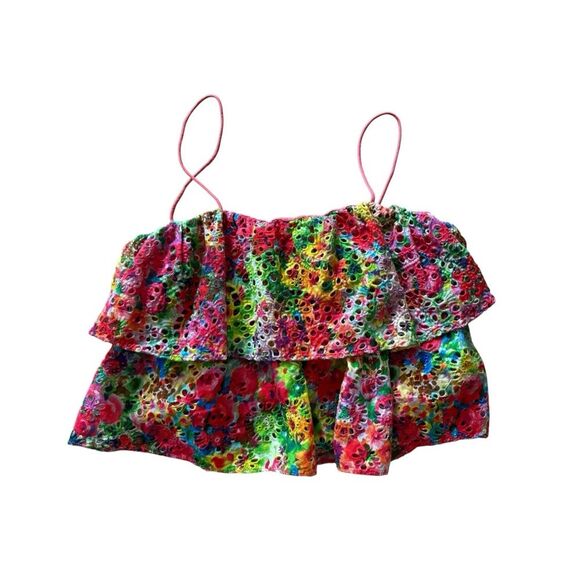 Alice + Olivia Marylynn Floral Eyelet Crop Top